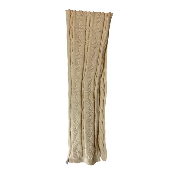 Blarney Woollen Mills 100% Merino Wool Cable Knit Scarf 71" X 10" Cream - Picture 1 of 6